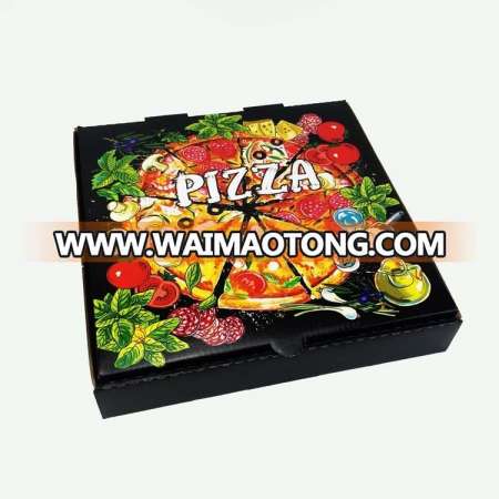 Custom black disposable square corrugated paper pizza paper boxes for custom size